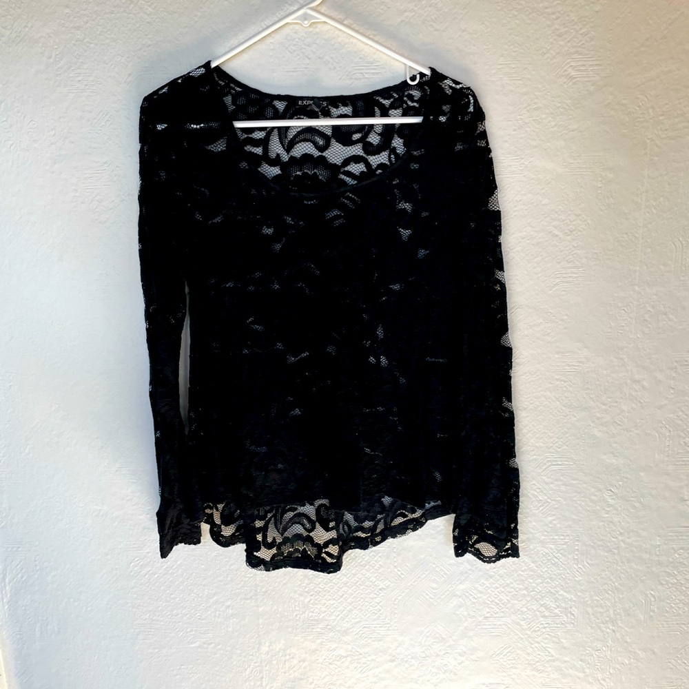 Express Black Lace Layering Top